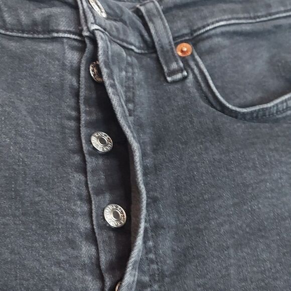 Re/done High Rise Raw Hem Straight Jeans Buttonfly Faded Black Sz 29 - Picture 5 of 12